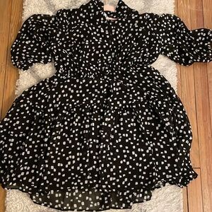 NWT - Torrid Black Print Chiffon Button Front Dress (Size 1)